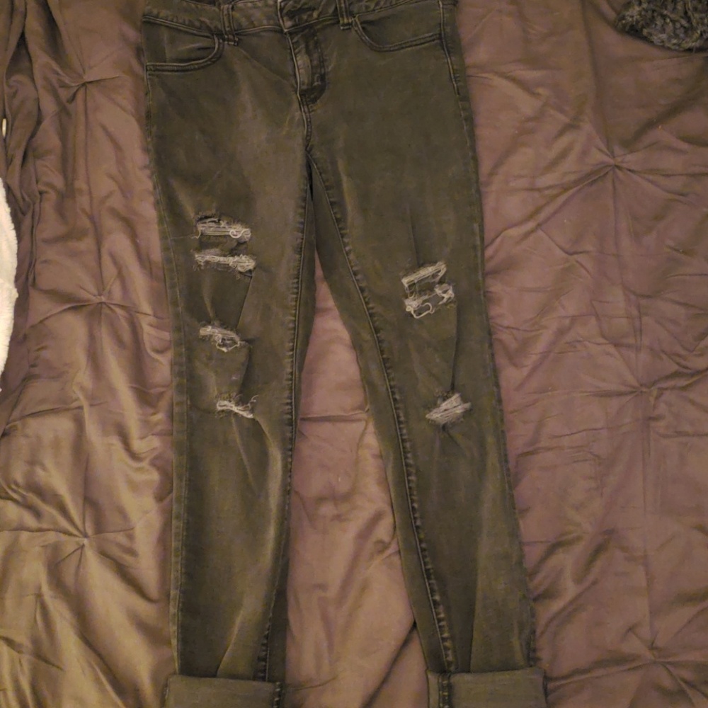 Black Ripped American Eagle Jeggings